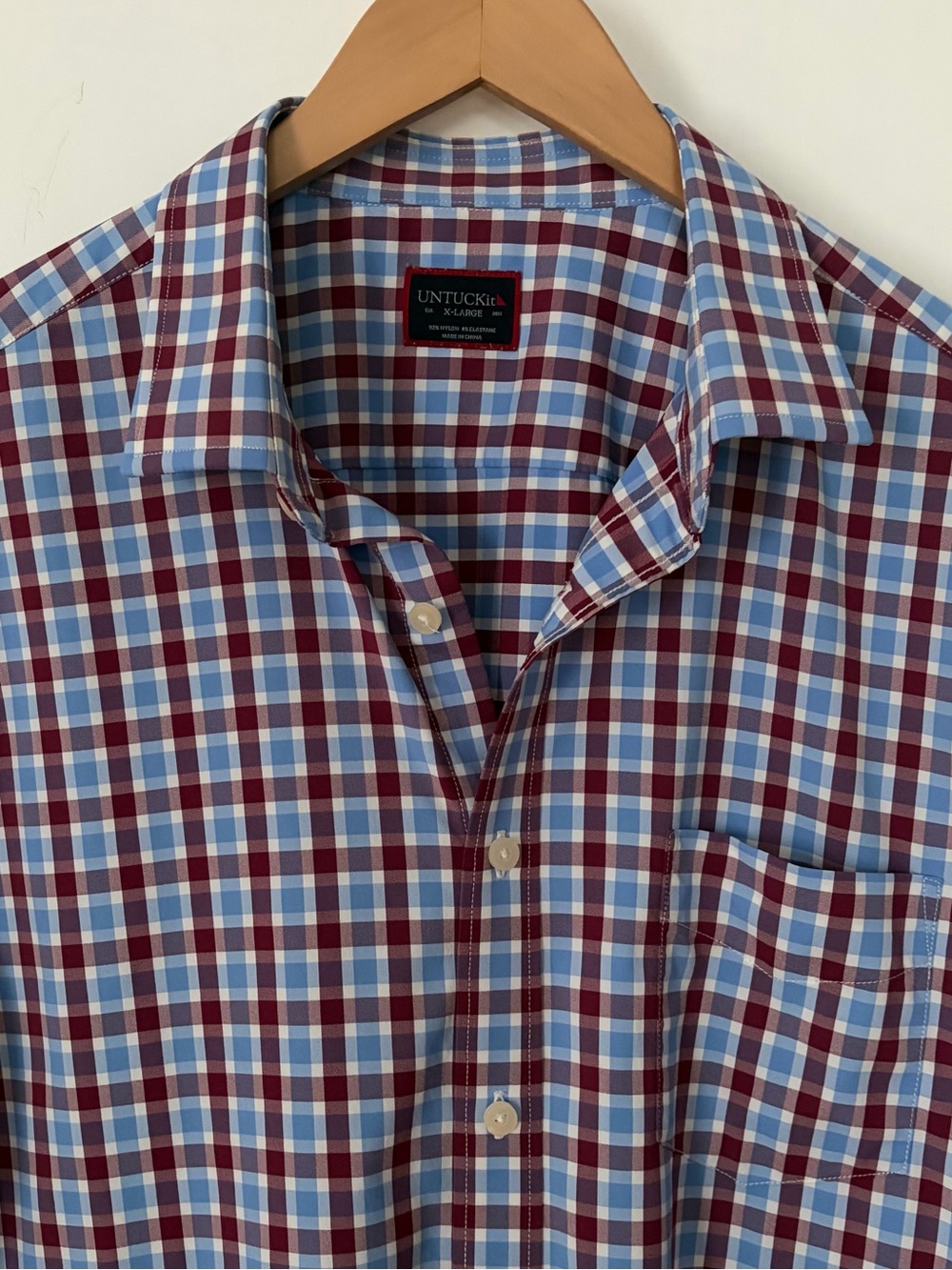 UNTUCKit Men’s Size XL Short Sleeve Check Button Down Shirt